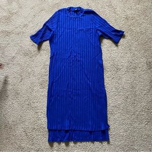 Eileen Fisher ~ Cobalt Blue Mock Neck Bodycon Dress ~ Large Rib ~ Size 1X